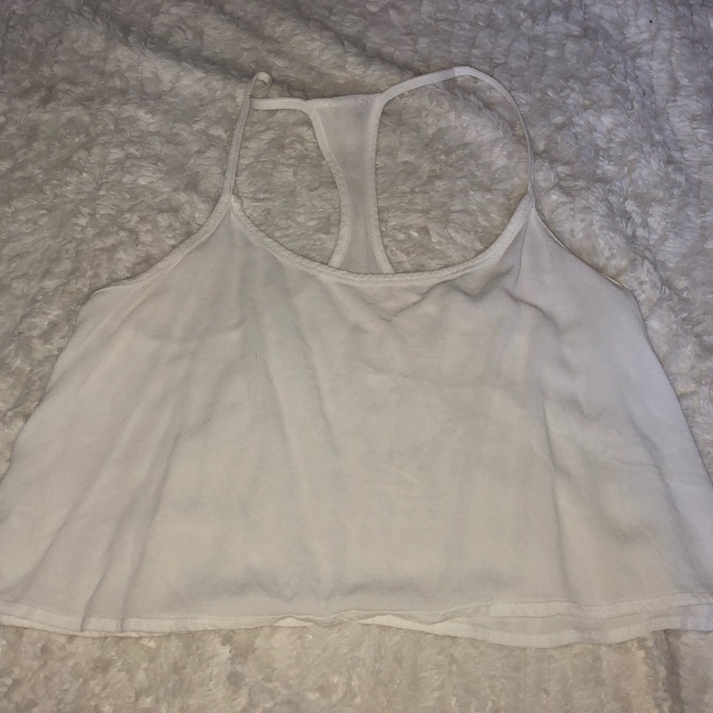 All white crop tank top. Size medium.